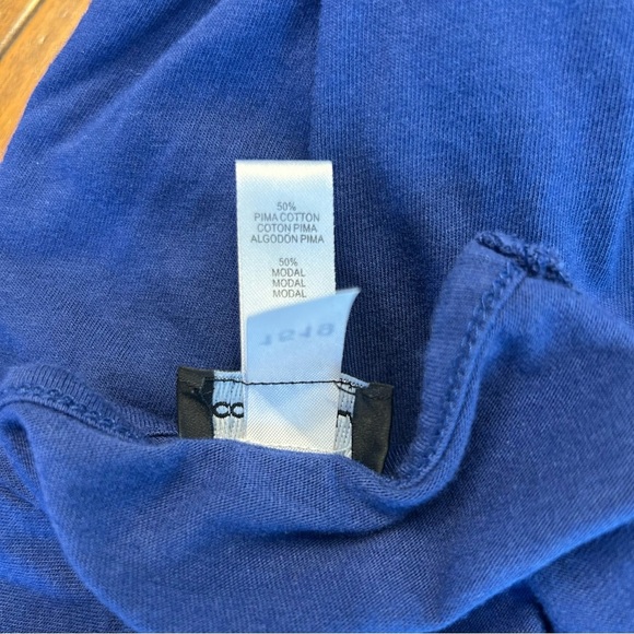 Cosabella Navy Blue and Aqua Scoop Neck Long Sleeve Night Shirt, Size Medium - Picture 7 of 8